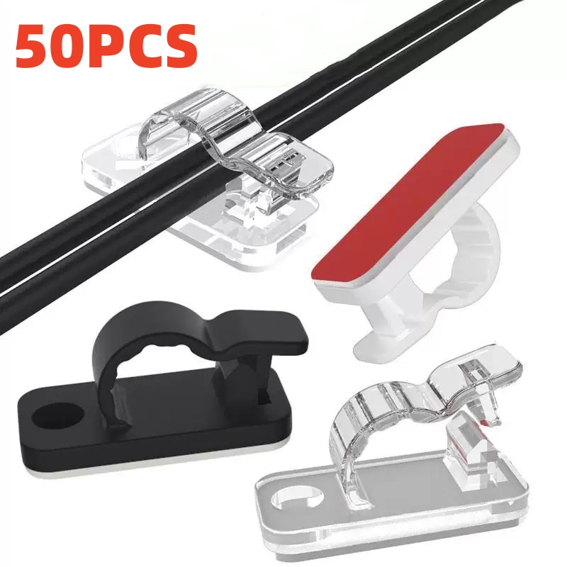 Car Cable Organizer - 10/50 قطعة مقاطع كابلات ذاتية اللصق