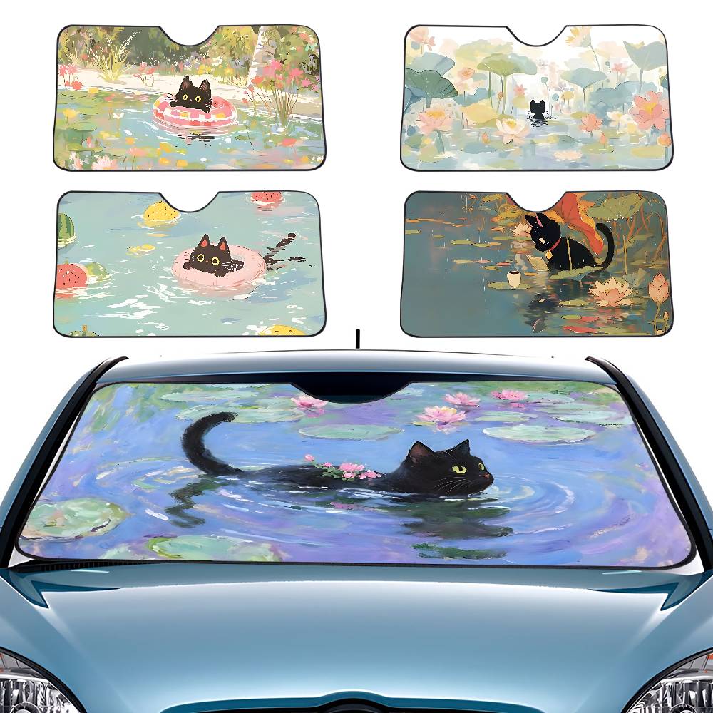 Windshield Sun Shade - الكرتون القط في لوتس ليف مظلة