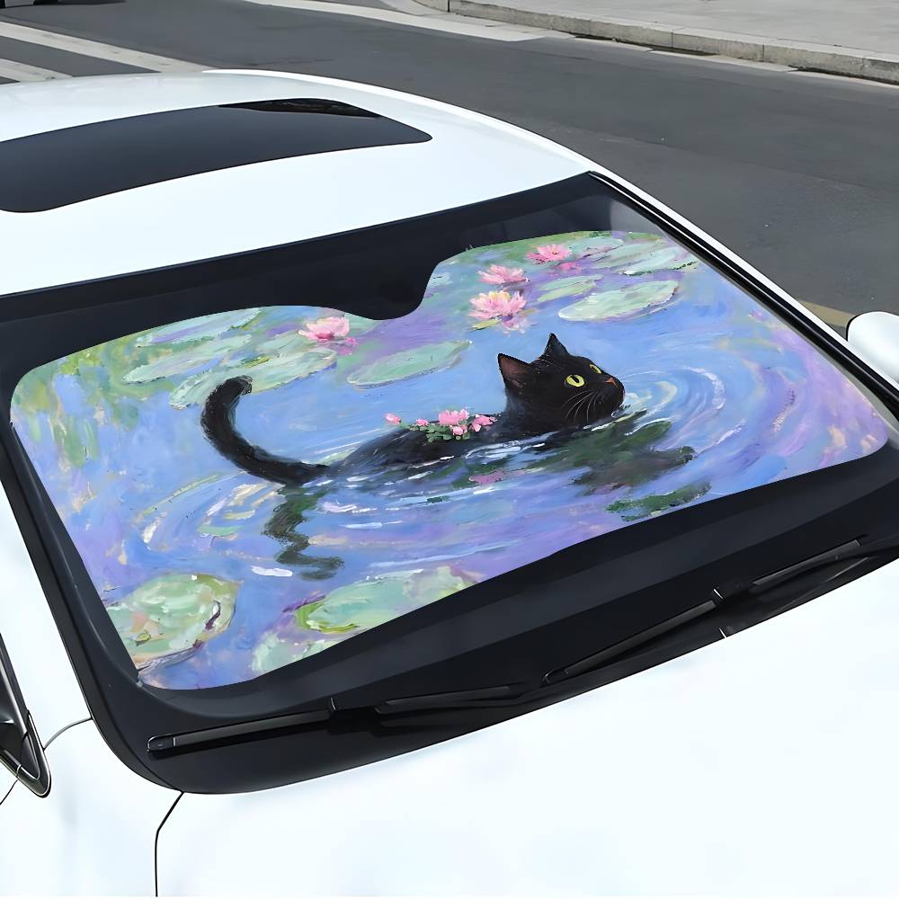 الكرتون القط في لوتس ليف مظلة  - مراجعة Windshield Sun Shade وسعره